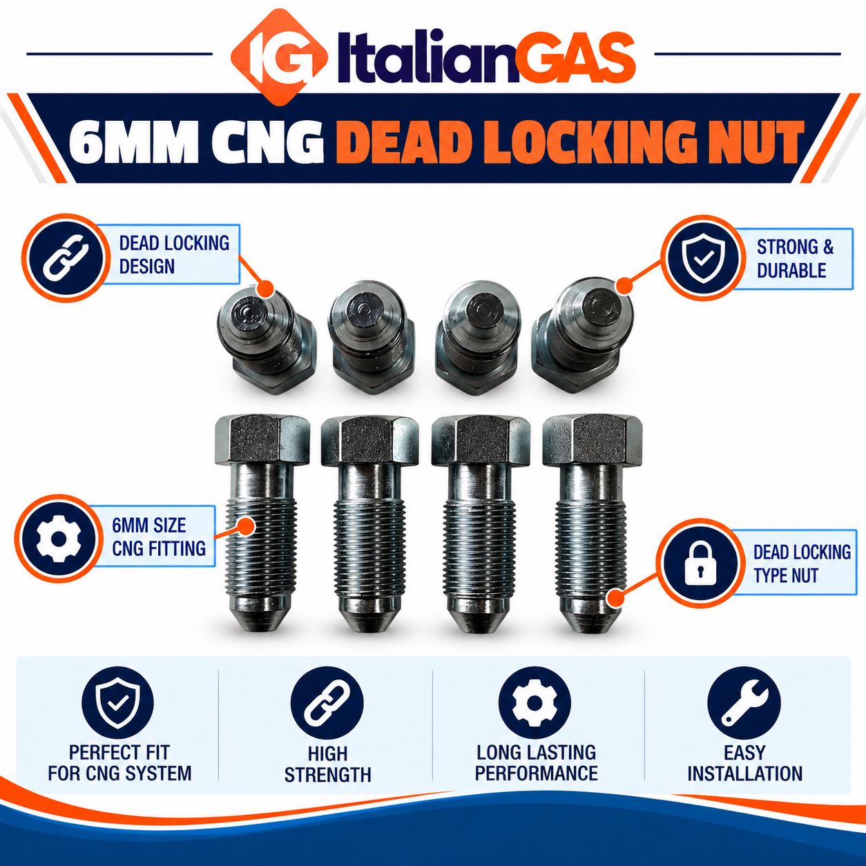 ITALIANGAS - 6MM CNG DEAD LOCKING NUT - Image 2