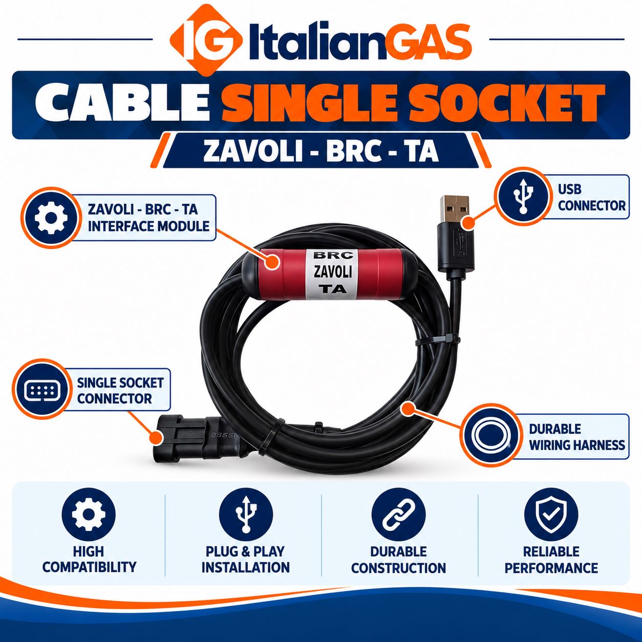ITALIANGAS - CABLE SINGLE SOCKET (ZAVOLI - BRC - TA) - Image 2