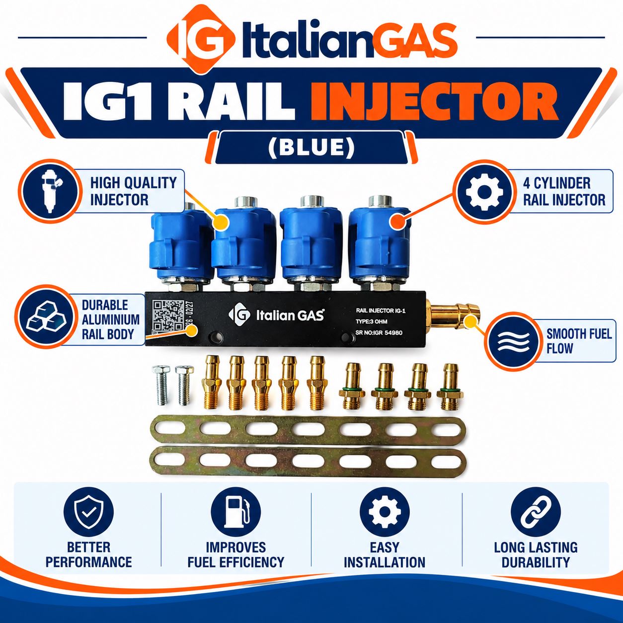 ITALIANGAS - IG1 RAIL INJECTOR - (BLUE) - Image 3