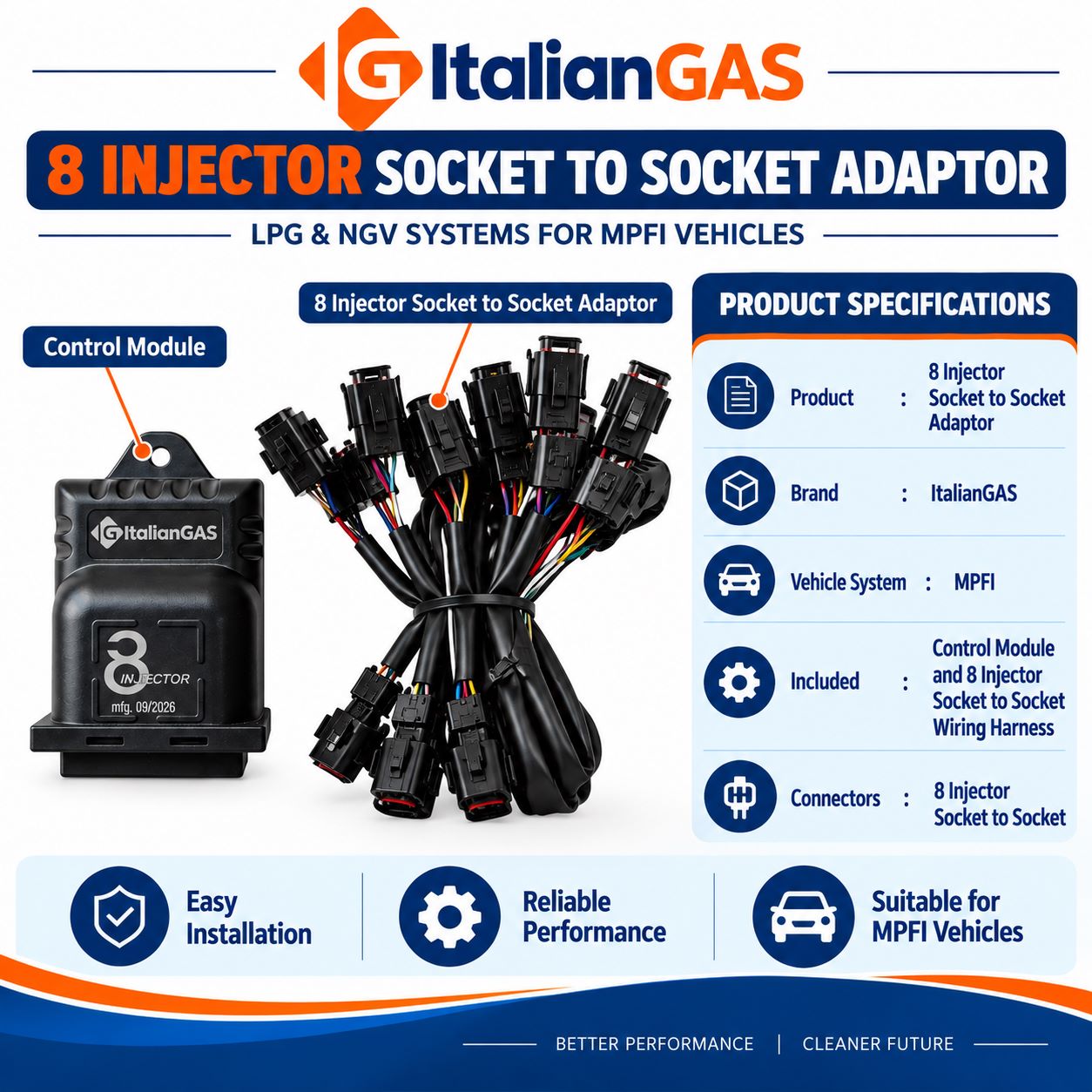 ITALIANGAS - 8 INJECTOR SOCKET TO SOCKET ADAPTOR - Image 2